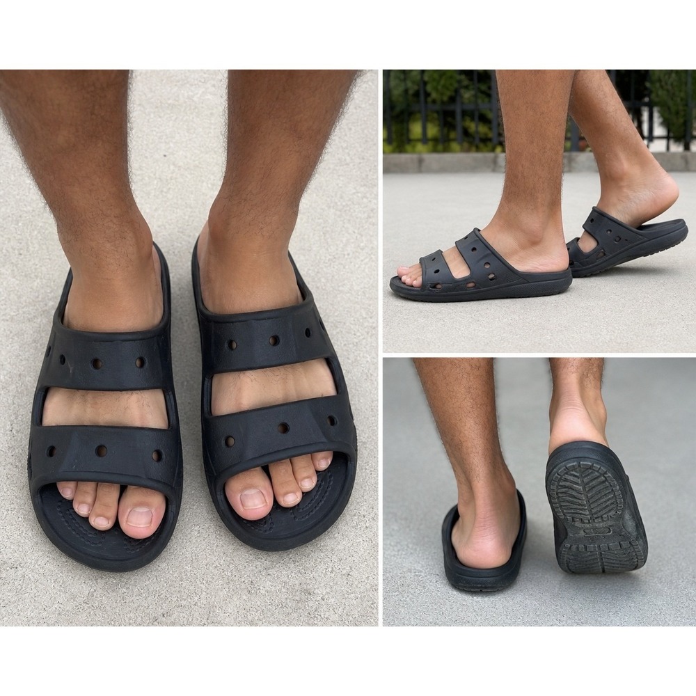 Crocs Classic All Terrain Clog Sandals Black Mens 7 Womens 9 Slide Slip On beach
